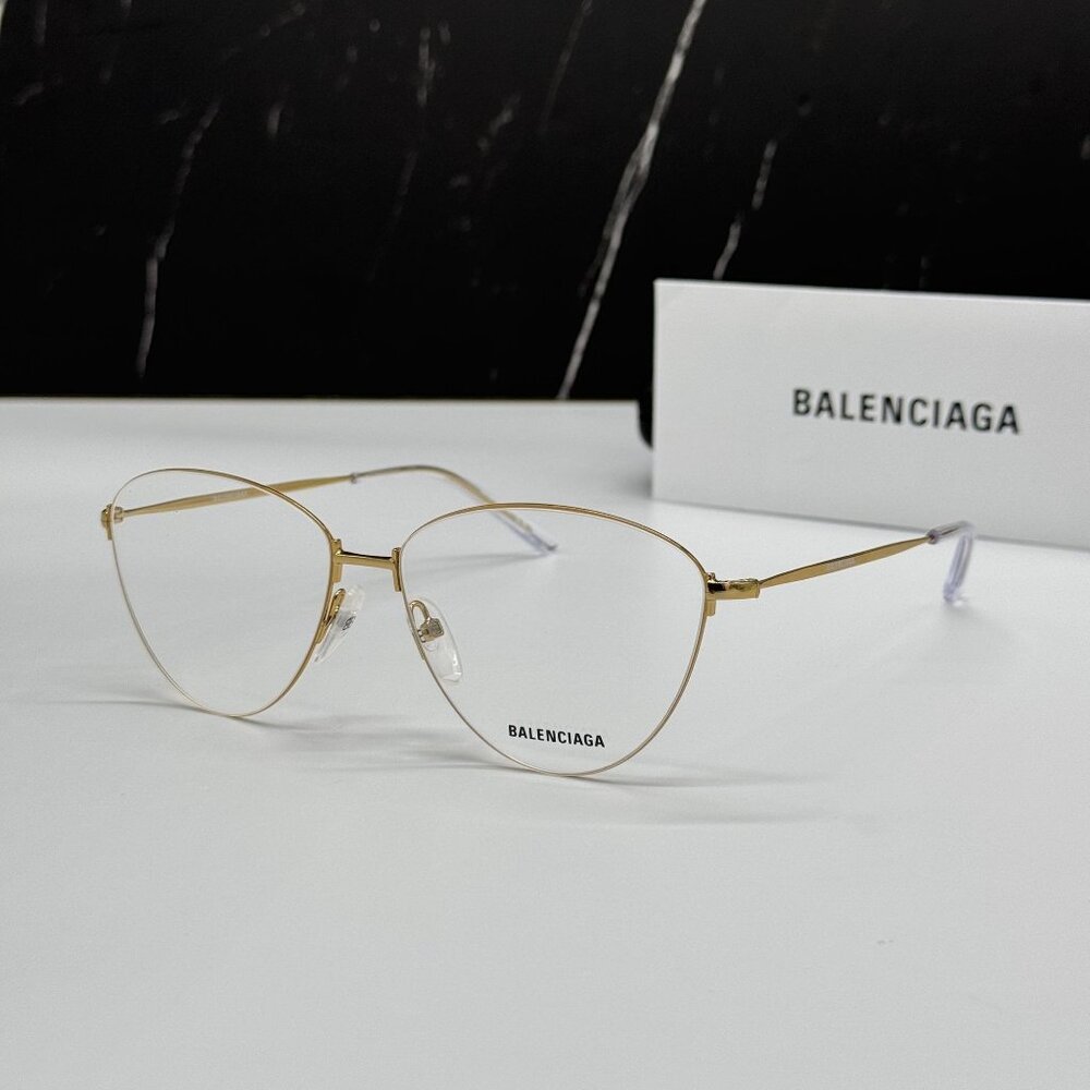 NEW BALENCIAGA BB0034O 003 CAT EYE GOLD WOMEN EYEGLASSES BALENCIAGA